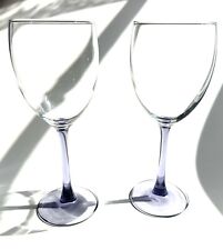 Vintage Wine Glasses 7-7/8”  Clear To Smokey-Lavender Color  Stem Set Of 2 picture