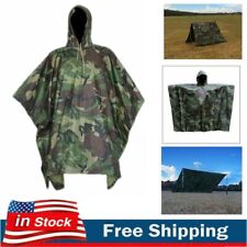 New US Military Woodland Ripstop Wet Weather Raincoat Poncho Camping Hiking Camo picture