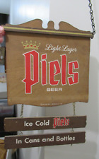 Vintage 1962 Advertising Wood Sign, Bar Store Display, PIELS Light Lager Beer picture