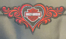 HARLEY DAVIDSON STUDDED HEART WITH SWIRLS IRON ON SEW ON LARGE PATCH 8X4 INCH picture
