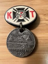 1927 KNIGHTS TEMPLAR ROCK ISLAND ILLINOIS CONCLAVE FORT ARMSTRONG BADGE K177 picture