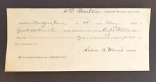 1894 Receipt Signed by Union Army General WB FRANKLIN & CT Governor LUZON MORRIS picture
