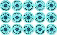 1in x 1in Teal Official Geocache Vinyl Stickers Car Truck Vehicle Bumper Decal picture