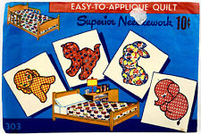 1930s Superior Applique Quilt Pattern 303 Animal Motifs Children Antique 13038 picture