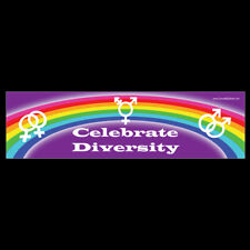Celebrate Diversity BUMPER STICKER or MAGNET magnetic lesbian gay trans rainbow picture