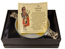 VTG The Highland Quaich Scottish Pewter Welcome Cup Celtic Handle Gaelic Boxed picture