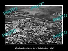 OLD LARGE HISTORIC PHOTO HONOLULU HAWAII AERIAL VIEW OF IWILEI DISTRICT c1940 picture