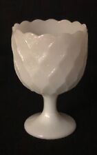 Vintage 1960’s White Milk Glass Goblet Harlequin Raised Pattern. 16 Oz. EUC. picture