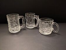 1995 Vintage McDonald's Batman Forever Embossed Glass Mugs Cups Set of 3 picture