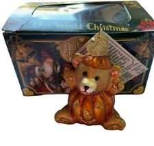 OWC Old World Christmas Glass Halloween Li'l Pumpkin Bear #26049 sitting teddy picture