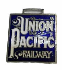 UNION PACIFIC RAILWAY SQUARE  Watch Fob WITH NAVY BACKGROUND AND WHITE LETTERS picture