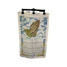 1977 Praying Hands Calendar Linen Tea Kitchen Towel Vintage 17 x 26 in picture