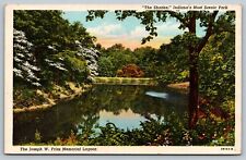 c1910s The Joseph W Frisz Memorial Lagoon The Shades Indiana Park Postcard picture