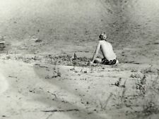 1970s Slender Guy Shirtless Men Lonely on Beach Gay Int VINTAGE B&W PHOTO picture