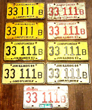 9 Illinois Land of Lincoln Metal Expired License Plates 33 111B 1980,81,83,84,97 picture