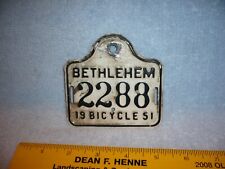 Bethlehem Pennsylvania Metal Bicycle License Plate  1951 schwinn monark picture