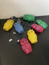 7 Vintage  Blow Molded Owl Hanging Patio/Camper Lights Works READ picture