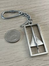 1970's Air France Concorde Silver Tone Airplane Keychain Key Ring #43166 picture