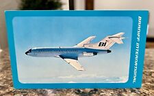 Vintage Braniff International Blue Boeing 727QC FASTBACK TRI-JET Postcard picture