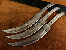 Handmade Curved Knife Blades  | Round Edge |  Damascus Steel  | Set of 3 | B13 picture