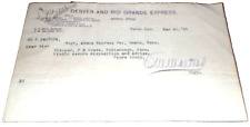 MARCH 1895 DENVER & RIO GRANDE D&RGW TELEGRAM  picture