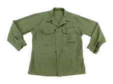 USMC Vietnam Fatigue Shirt US Marine Vintage Stencil Emblem Green Cotton Uniform picture