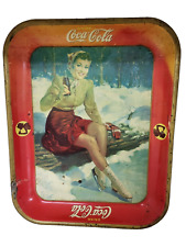  Coca Cola tray original 1941 American Art Works Coshocton skater girl antique picture