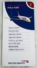 BRITISH AIRWAYS Airbus A380 Airline Safety Card Instructions 2012 picture