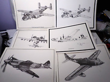 6 DALE ADKINS Prints P-63 / B-25 (2) / SPITFIRE / B-29 /A-10 MILITARY AIRCRAFT picture
