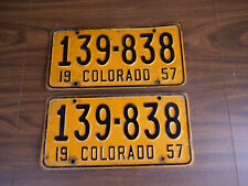 1957 Colorado License Plate Number Tag PAIR Plates picture
