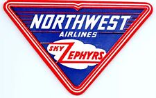 Original 1930s NORTHWEST AIRLINES Vintage SKY ZEPHYRS Travel Decal LUGGAGE LABEL picture