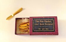 New/Old Vintage Box of 10 18 CT gold Covered Pen Feeders.  Mint in box picture