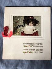 VINTAGE Raphael Tuck Christmas Card Booklet Greeting Card Edwardian Woman Art picture