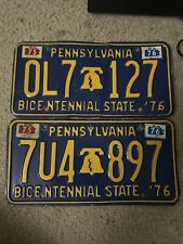 Lot Of 2. 1976 1975 PA Pennsylvania Bicentennial License Plate ManCave. Bar. picture