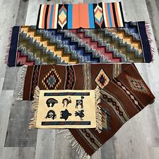 VTG Southwestern Woven Rug Blanket Wall Display Aztec Blanket Textile Bundle picture