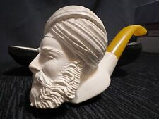 Vintage Turkish Sultan Meerschaum Pipe Handcarved w/ Leather Case UNSMOKED picture