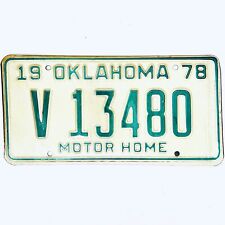 1978 United States Oklahoma Base Motor Home License Plate V 13480 picture