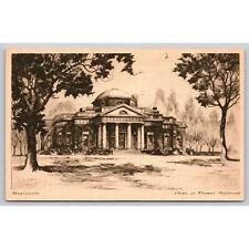 Postcard VA Monticello Home Of Thomas Jefferson Copper Plate Etching picture