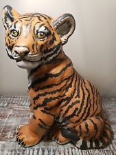 Bengal Tiger Cub Sculpture Rare Vintage Ceramic   signed '77 - Life-sized  picture