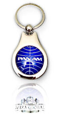 Panam Pan Am Airlines 747 Logo metal Chrome KeyChain Key Ring AVIATION AIRWAYS picture