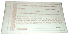 1850's KENNEBEC & PORTLAND RAILROAD LATER MAINE CENTRAL MEC UNUSED STOCK RECEIPT picture