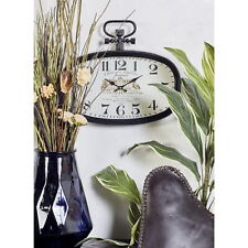 16 X 18 In White Metal Vintage Wall Clock Oval Vintage Runs Silent Solid Iron picture