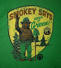 Vintage Looking Smokey The Bear Says Keep It Green T-Shirt New NOS Size Medium picture