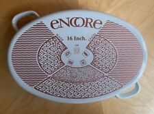 White Encore Enamel 16” Inch Roaster Paella Pan Made Spain Unique Handles No Lid picture