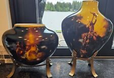 2 Buck McCain Spirit of the Warrior Vases With Stands  picture