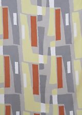 2 large vintage fabric curtains geometric atomic grey yellow red Mid Century 50s picture