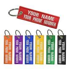 Custom Embroidered Keychain Personalized Bike Bag luggage Name Tags Double Sided picture