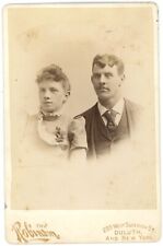 CIRCA 1880'S CABINET CARD Beautiful Young Couple Fancy Clothing Robinson Duluth picture
