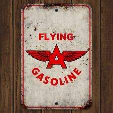 Flying A Gasoline Metal Sign Replica Vintage White 8