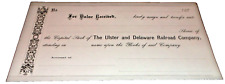 1870's ULSTER AND DELAWARE RAILROAD NYC UNUSED STOCK SUBSCRIPTION RECEIPT picture